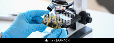 An employee of computer repair service Stock Photo
