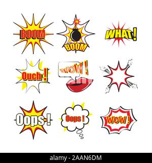 bundle of expression style pop art Stock Vector