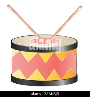 Music instrument colorful festive drum with drumsticks design. Stock Vector