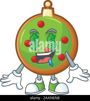 Mascot a money eye in christmas ball cartoon. Stock Vector