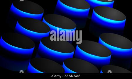 Abstract vector background with black circles and blue reflections. design perspective Stock Vector