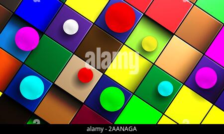 abstract 3d sphere background vector on top of a multi-colored cube Stock Vector