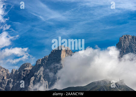 Pale di San Martino, peaks of the Dolomites in Italian Alps, UNESCO world heritage site in Trentino Alto Adige, Passo Rolle, Italy, Europe Stock Photo