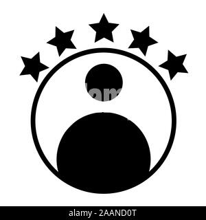 Customer experience or 5 star satisfaction rating line art vector icon for review apps and websites Stock Vector