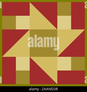 Barn quilt pattern, Amish Patchwork design, Abstract geometric tiled trail Vector illustration Stock Vector