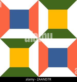 Barn quilt pattern, Amish Patchwork design, Abstract geometric tiled trail Vector illustration Stock Vector