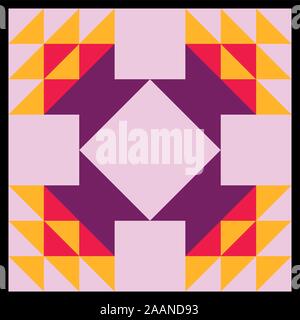 Barn quilt pattern, Amish Patchwork design, Abstract geometric tiled trail Vector illustration Stock Vector