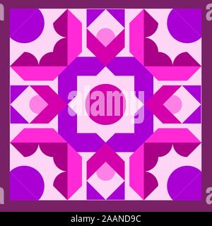 Barn quilt pattern, Amish Patchwork design, Abstract geometric tiled trail Vector illustration Stock Vector