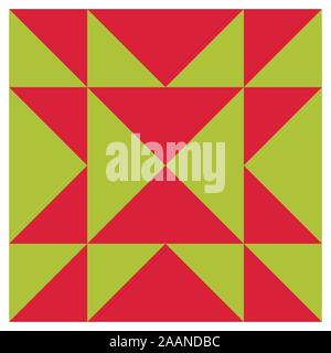 Barn quilt pattern, Amish Patchwork design, Abstract geometric tiled trail Vector illustration Stock Vector