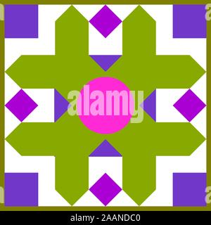 Barn quilt pattern, Amish Patchwork design, Abstract geometric tiled trail Vector illustration Stock Vector