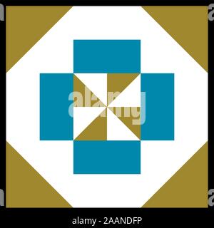 Barn quilt pattern, Amish Patchwork design, Abstract geometric tiled trail Vector illustration Stock Vector
