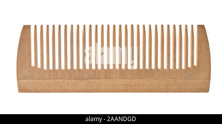 wooden new comb on a white isolated background Stock Photo