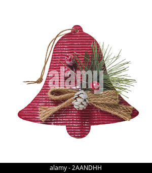 christmas decoration, bell on white isolated background Stock Photo