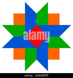 Barn quilt pattern, Amish Patchwork design, Abstract geometric tiled trail Vector illustration Stock Vector