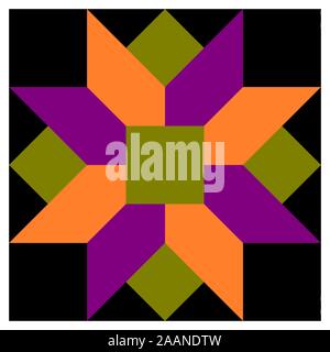 Barn quilt pattern, Amish Patchwork design, Abstract geometric tiled trail Vector illustration Stock Vector
