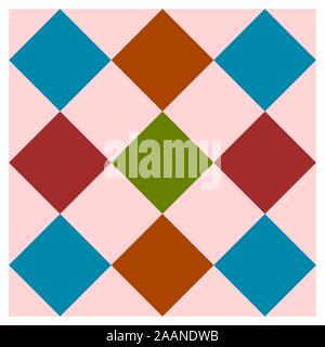 Barn quilt pattern, Amish Patchwork design, Abstract geometric tiled trail Vector illustration Stock Vector