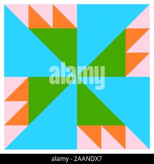 Barn quilt pattern, Amish Patchwork design, Abstract geometric tiled trail Vector illustration Stock Vector