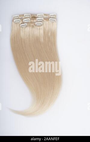 Straight Virgin Remy Human Hair Extensions Bundles Stock Photo