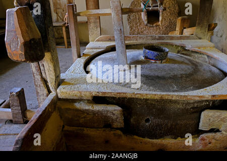 wood equipment of a working water mill in tonya trabzon turkey Stock Photo