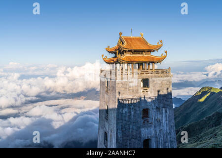 Pagoda at the top of mount Fanispan, Sapa region,  Lao Cai, Vietnam Stock Photo