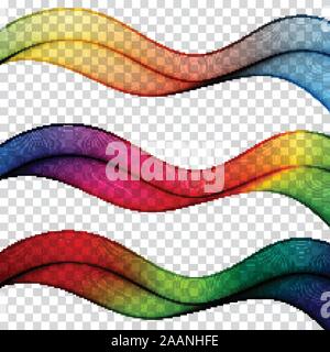 Set of abstract colourful wave isolated on white background. Vector illustration for modern business design. Futuristic wallpaper. Cool element for Stock Vector