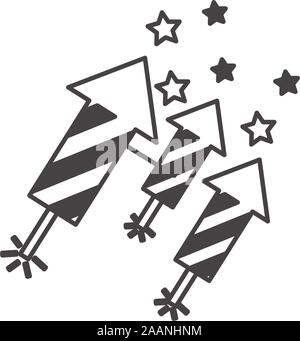 firework rockets flat style icons Stock Vector