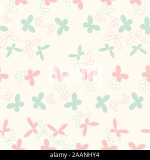 seamless vector pattern with pastel colored butterflies on a light background Stock Vector