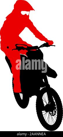 Silhouettes Rider participates motocross championship Vector illustration. Stock Vector