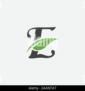 Vector green alphabet eco logo with leaves, Green Eco Alphabet Vector icon, initial E with nature logo design inspiration. Stock Vector