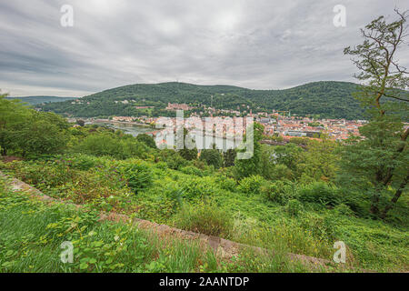 View of the city of Heidelberg seen from the Philospher's path Stock Photo