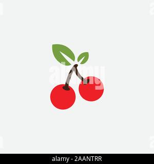 Cherry logo vector template, cherry icon, vector fruit illustration, sweet cherries, fresh healthy cherries Stock Vector