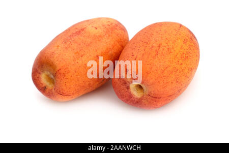 Two Fresh dates isolated on white background. Stock Photo