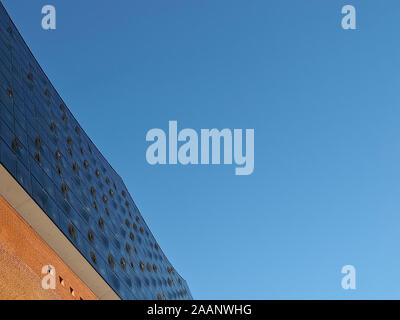 City walk through Hamburg in Germany at Elbe river-here the famous music hall Elbphilharmonie Stock Photo