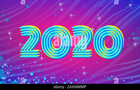 2020 Blue Magenta new year background Stock Vector