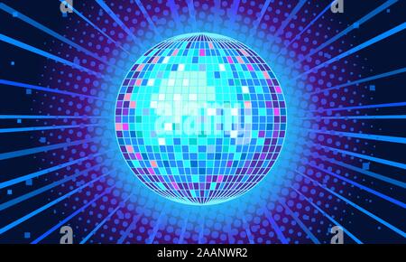Blue disco ball background Stock Vector