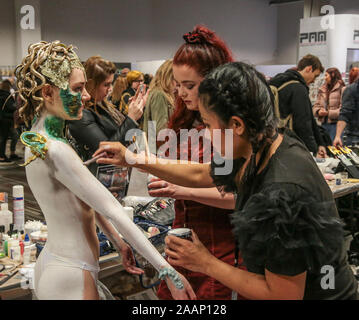 Coventry, UK. 23rd Nov, 2019. The sixth annual event billed as The educational event for Prosthetic and media make up was held in Coventry Ricoh Arena A day full of talks and advice from top film industry professionals, beautiful body art, extraordinary exhibits, exciting competitions and shopping with leading specialist retailers. This is our sixth annual event which since its small beginnings has grown into THE annual makeup FX gathering Credit: Paul Quezada-Neiman/Alamy Live News