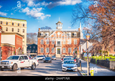 Newport, Rhode Island.  November 27, 2017. The historic old colony state house in Newport Rhode island in late autumn. Stock Photo