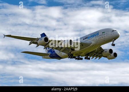 Kemble, Gloucestershire, UK - September 18, 2010: An Airbus Industrie A380 prototype, F-WWDD Stock Photo