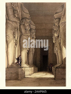 Excavated Temple of Gyrshe, Nubia, Egypt, by David Roberts. 19th Century. Stock Photo