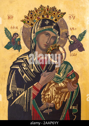 Icon of the Mother of Perpetual Help. Roman Catholic Church of Saint Anne (formerly Byzantine church of Saint Michael the Archangel). Stock Photo