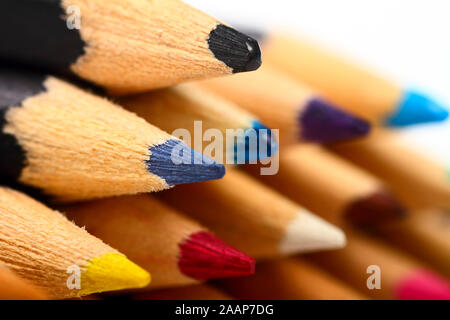 Multi coloured wooden pencils isolated on a white background Stock Photo