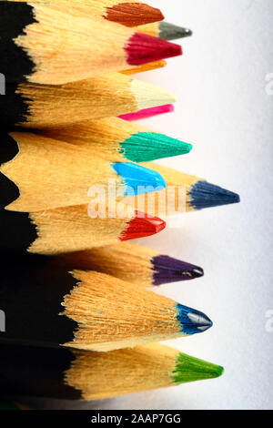 Multi coloured wooden pencils isolated on a white background Stock Photo