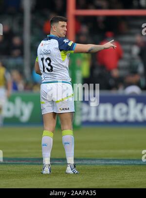 Hendon. United Kingdom. 23 November 2019. Owen Watkin (Ospreys). Saracens v Ospreys. Pool 4. Heineken Champions Cup. Second (2nd) round. Allianz Park. Hendon. London. UK. Credit Garry Bowden/Sport in Pictures/Alamy Live News. Stock Photo