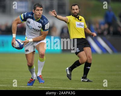 Hendon. United Kingdom. 23 November 2019. James Hook (Ospreys). Saracens v Ospreys. Pool 4. Heineken Champions Cup. Second (2nd) round. Allianz Park. Hendon. London. UK. Credit Garry Bowden/Sport in Pictures/Alamy Live News. Stock Photo