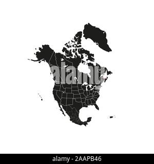 North America with country borders, vector illustration. Stock Vector