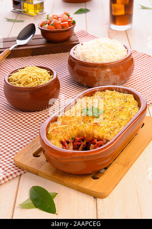 Shepherd's Pie (Escondidinho de Carne Seca ) - Brazilian Traditional Food Stock Photo