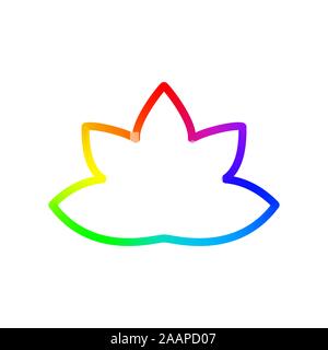 Vector illustration of lotus flower one line art. Rainbow gradient lotus flower outline Stock Vector