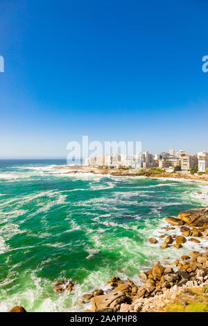 Wide angle  view of Bantry Bay and  apartments in Cape Town South Africa Stock Photo