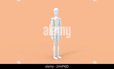 3d rendering of a wooden dummy doll isolated in studio background Stock Photo