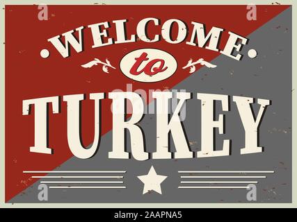 Vector logo for Turkey country, original brush typeface for word turkey Stock Vector